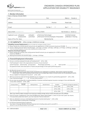 Engineers Canada Disability Insurance Application