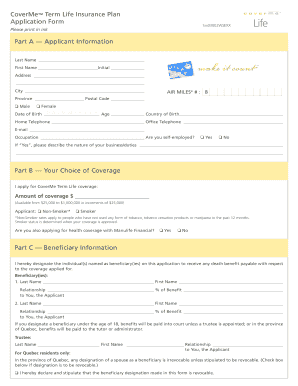 CoverMe Term Life Insurance Application Form