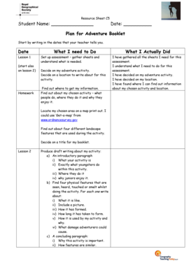 Student Adventure Booklet Template