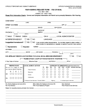 New York Fair Hearing Request Form