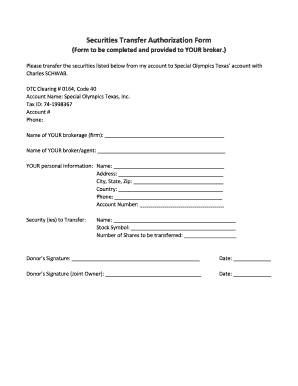 Securities Transfer Authorization Form