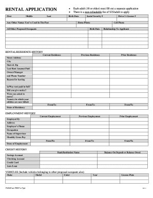 Rental Application Form