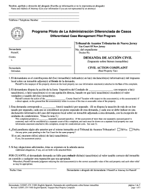 New Jersey Real Property Tax Complaint