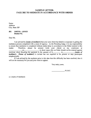 Failure to Mediate Notice