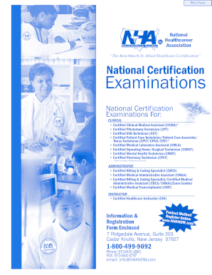 National Healthcareer Association Certification Exam Registration Form