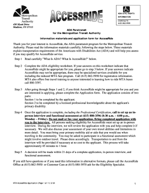 MTA AccessRide Application Form