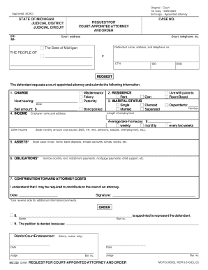 Michigan Court-Appointed Attorney Request