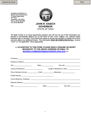 Ohio Boards and Commissions Application Form