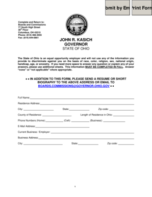 Ohio Boards and Commissions Application Form