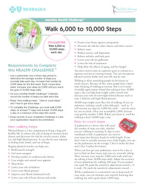 Monthly Health Challenge Walk 6,000 to 10,000 Steps