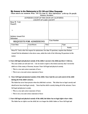 California Request for Admissions