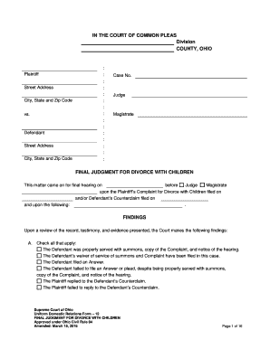 Final Judgment for Divorce with Children