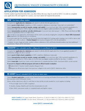 Quinebaug Valley Community College Application for Admission