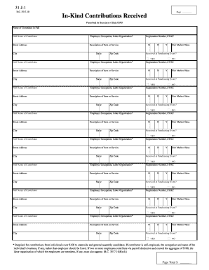 In-Kind Contributions Received Form 31-J-1