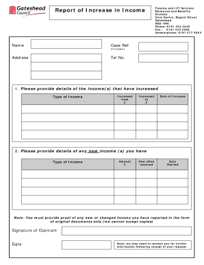 Income Increase Report Form