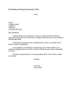 Confirmation of Meeting with Prospective Client