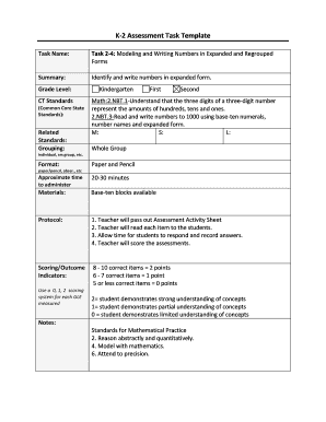 K-2 Math Assessment Task Template