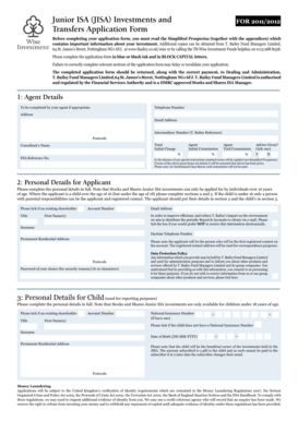Junior ISA Investment Application Form
