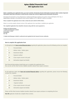 Aptus Global Financials Fund OEIC Application Form