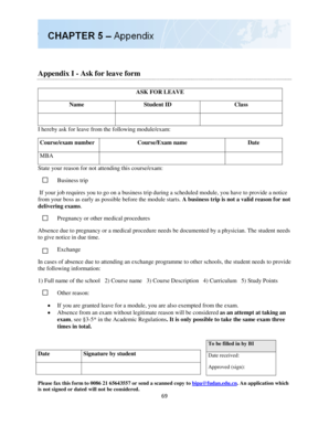 Appendix I - Ask for leave form