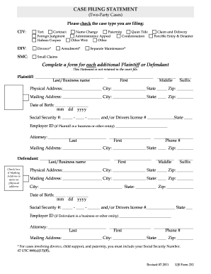 Complete a form for each additional Plaintiff or Defendant - ujs sd