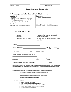 Student Residency Questionnaire