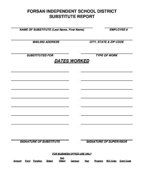 fillable online substitute report form fax email print substitute report