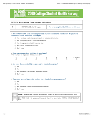 2010 College Student Health Survey