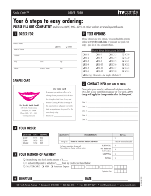 Smile Cards Order Form