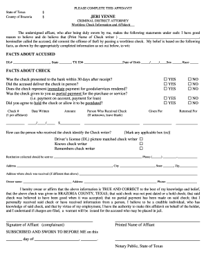 Texas Worthless Check Affidavit