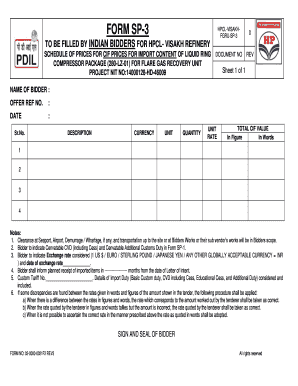 School report card format pdf - FORM SP-3 HPCL-VISAKHFGRU-SP-3 0 DOCUMENT NO REV TO BE FILLED BY INDIAN BIDDERS FOR HPCL- VISAKH REFINERY SCHEDULE OF PRICES FOR CIF PRICES FOR IMPORT CONTENT OF LIQUID RING COMPRESSOR PACKAGE (280-LZ-01) FOR FLARE GAS RECOVERY UNIT PROJECT