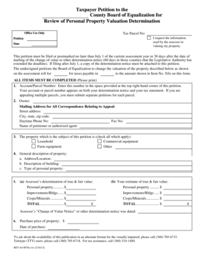 Taxpayer Petition for Property Valuation Review