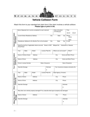 Vehicle Collision Claim Form