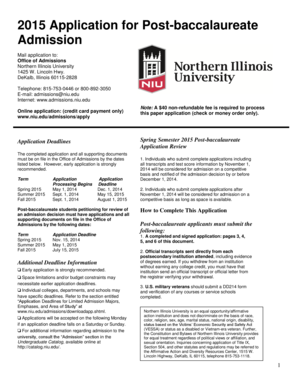 Northern Illinois University Post-baccalaureate Application