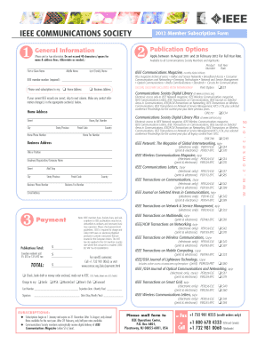 IEEE Communications Society 2012 Member Subscription Form
