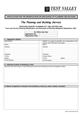 UK Planning Obligation Modification Application