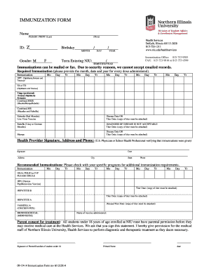 Northern Illinois University Immunization Form