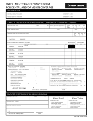Enrollment/Change/Waiver Form for Dental and Vision Coverage