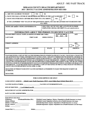 DeKalb County Flu Vaccine Administration Record
