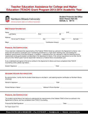 TEACH Grant Agreement Form