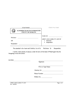 Washington Asset and Liability List