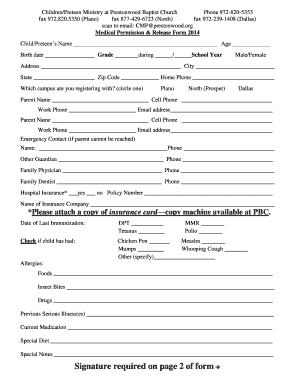 Medical Permission & Release Form