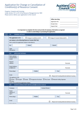 Application for Change or Cancellation of Resource Consent