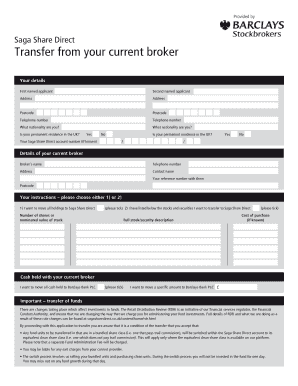 Saga Share Direct Transfer Form