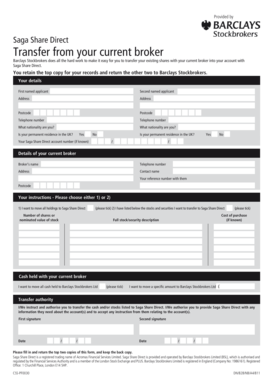 Saga Share Direct Transfer Form