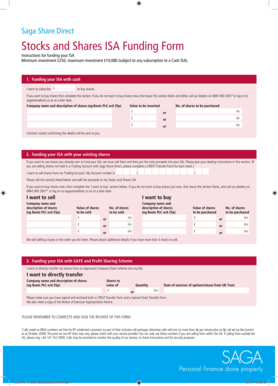 Saga Share Direct Stocks and Shares ISA Funding Form