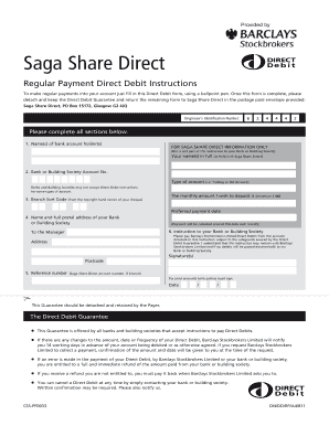 Saga Share Direct Direct Debit Instructions