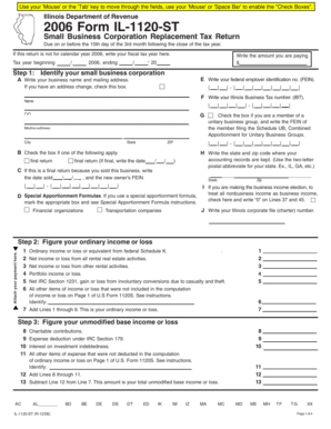 Illinois Form IL-1120-ST Small Business Corporation Replacement Tax Return