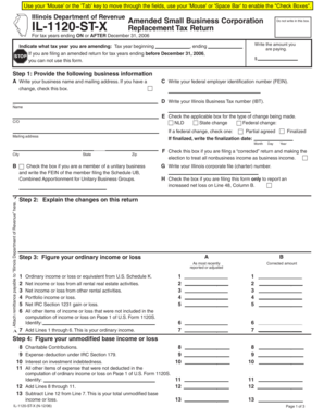 Illinois Amended Small Business Corporation Tax Return