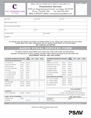 Audio Visual Services Form